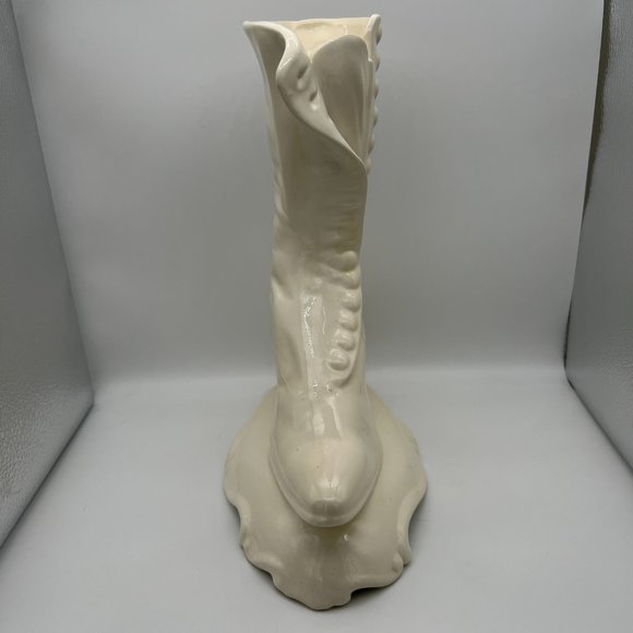 Vintage Victorian Boot Ceramic Vase - Ivory - Picture 2 of 9